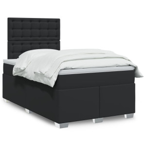 vidaXL Boxspring met matras kunstleer zwart 120x200 cm
