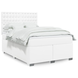 vidaXL Boxspring met matras kunstleer wit 160x200 cm