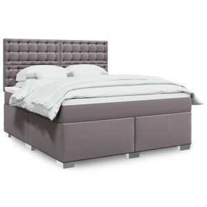 vidaXL Boxspring met matras kunstleer grijs 180x200 cm