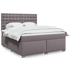 vidaXL Boxspring met matras kunstleer grijs 180x200 cm