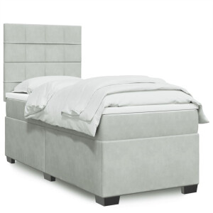 vidaXL Boxspring met matras fluweel lichtgrijs 80x200 cm