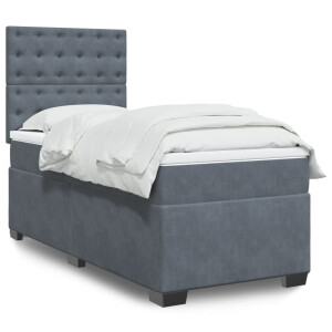 vidaXL Boxspring met matras fluweel donkergrijs 80x200 cm