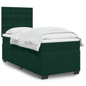 vidaXL Boxspring met matras fluweel donkergroen 80x200 cm
