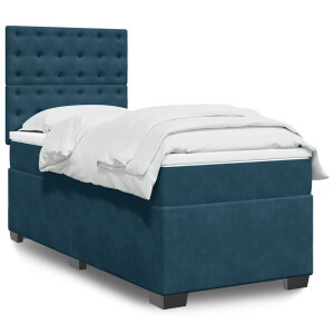 vidaXL Boxspring met matras fluweel blauw 90x190 cm
