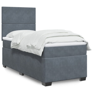 vidaXL Boxspring met matras fluweel donkergrijs 90x200 cm