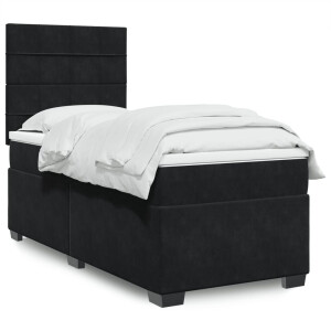 vidaXL Boxspring met matras fluweel zwart 90x200 cm
