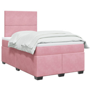 vidaXL Boxspring met matras fluweel roze 120x190 cm