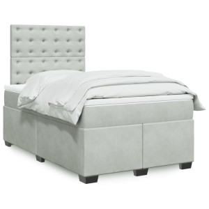 vidaXL Boxspring met matras fluweel lichtgrijs 120x190 cm