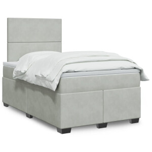 vidaXL Boxspring met matras fluweel lichtgrijs 120x200 cm