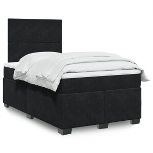 vidaXL Boxspring met matras fluweel zwart 120x200 cm