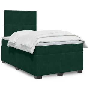 vidaXL Boxspring met matras fluweel donkergroen 120x200 cm