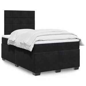 vidaXL Boxspring met matras fluweel zwart 120x200 cm