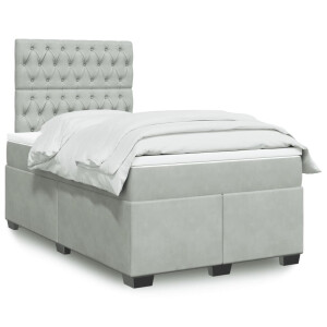 vidaXL Boxspring met matras fluweel lichtgrijs 120x200 cm