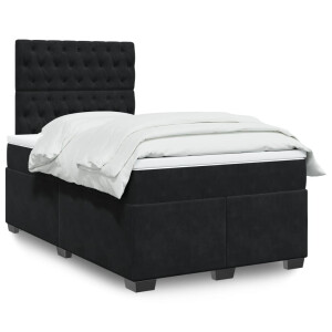 vidaXL Boxspring met matras fluweel zwart 120x200 cm