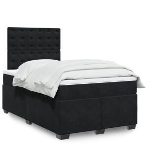 vidaXL Boxspring met matras fluweel zwart 120x200 cm