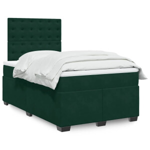 vidaXL Boxspring met matras fluweel donkergroen 120x200 cm