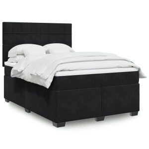 vidaXL Boxspring met matras fluweel zwart 140x190 cm