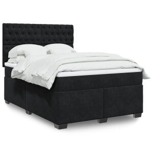 vidaXL Boxspring met matras fluweel zwart 140x190 cm