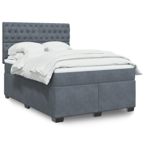 vidaXL Boxspring met matras fluweel donkergrijs 140x200 cm