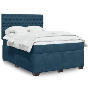 vidaXL Boxspring met matras fluweel blauw 140x200 cm