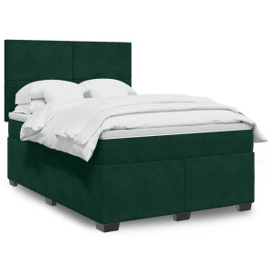 vidaXL Boxspring met matras fluweel donkergroen 160x200 cm