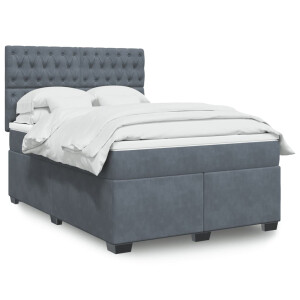 vidaXL Boxspring met matras fluweel donkergrijs 160x200 cm