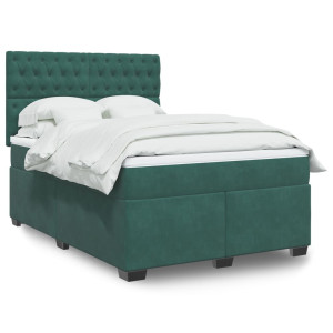 vidaXL Boxspring met matras fluweel donkergroen 160x200 cm