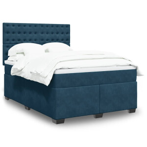 vidaXL Boxspring met matras fluweel blauw 160x200 cm