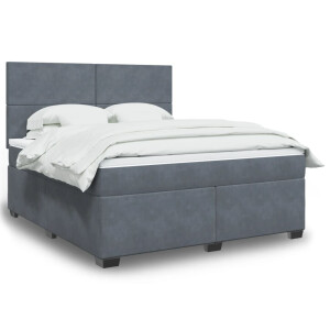 vidaXL Boxspring met matras fluweel donkergrijs 180x200 cm