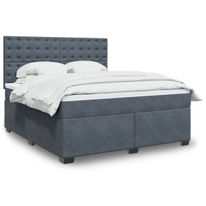 vidaXL Boxspring met matras fluweel donkergrijs 180x200 cm