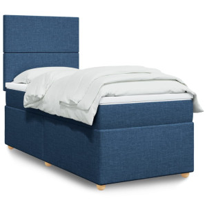 vidaXL Boxspring met matras stof blauw 80x200 cm