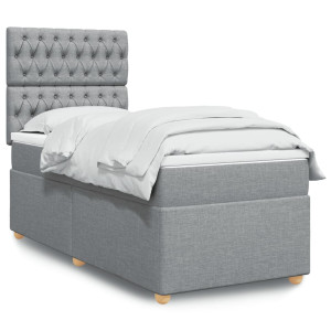 vidaXL Boxspring met matras stof lichtgrijs 90x190 cm