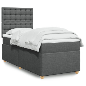vidaXL Boxspring met matras stof donkergrijs 90x190 cm