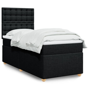 vidaXL Boxspring met matras stof zwart 90x190 cm