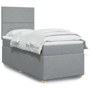 vidaXL Boxspring met matras stof lichtgrijs 100x200 cm