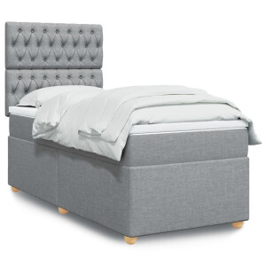 vidaXL Boxspring met matras stof lichtgrijs 100x200 cm