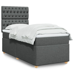 vidaXL Boxspring met matras stof donkergrijs 100x200 cm