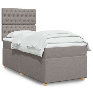 vidaXL Boxspring met matras stof taupe 100x200 cm