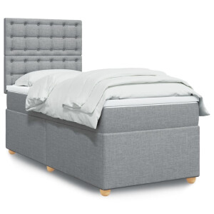 vidaXL Boxspring met matras stof lichtgrijs 100x200 cm