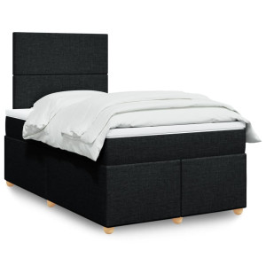 vidaXL Boxspring met matras stof zwart 120x190 cm