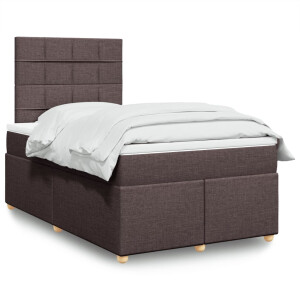 vidaXL Boxspring met matras stof donkerbruin 120x190 cm