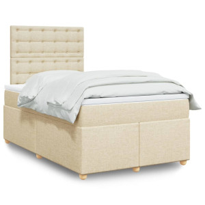 vidaXL Boxspring met matras stof crèmekleurig 120x190 cm