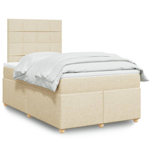 vidaXL Boxspring met matras stof crèmekleurig 120x200 cm