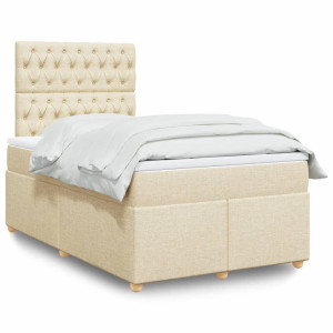 vidaXL Boxspring met matras stof crèmekleurig 120x200 cm