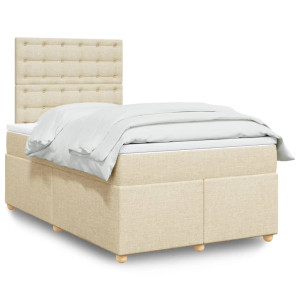 vidaXL Boxspring met matras stof crèmekleurig 120x200 cm