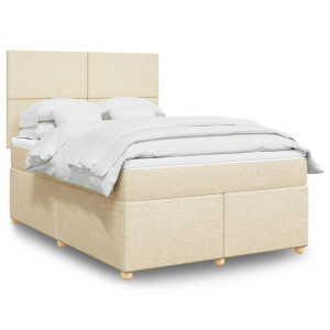 vidaXL Boxspring met matras stof crèmekleurig 140x190 cm