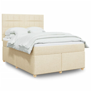 vidaXL Boxspring met matras stof crèmekleurig 140x200 cm