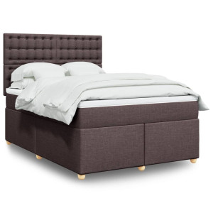 vidaXL Boxspring met matras stof donkerbruin 140x200 cm