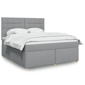 vidaXL Boxspring met matras stof lichtgrijs 180x200 cm