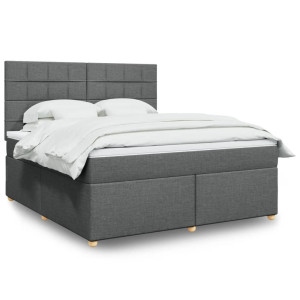 vidaXL Boxspring met matras stof donkergrijs 180x200 cm